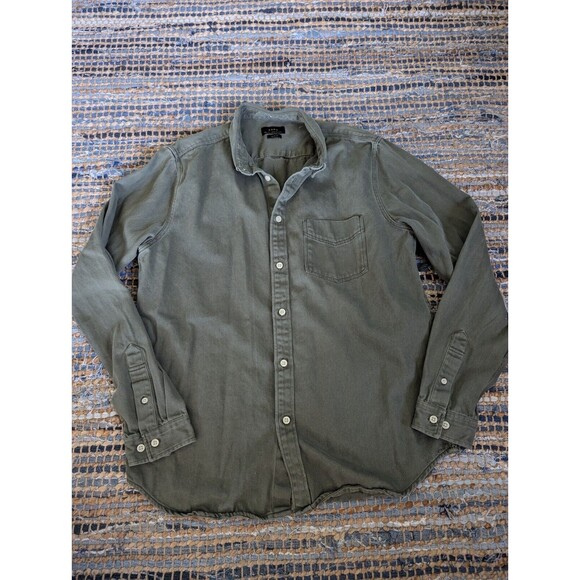 Zara | Shirts | Zara Mens L Khaki Green Button Down Ls Thick Shirt ...